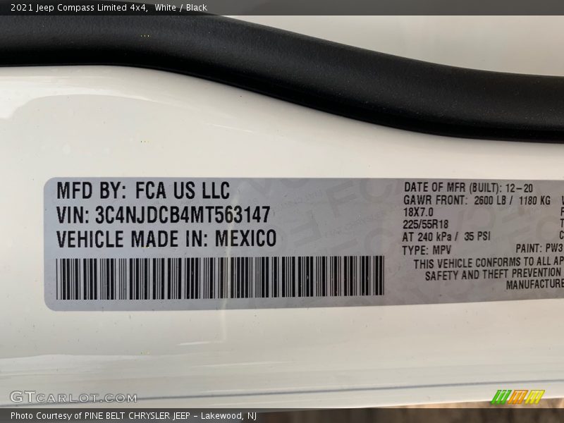 White / Black 2021 Jeep Compass Limited 4x4