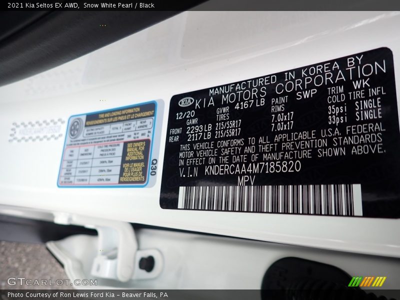 Snow White Pearl / Black 2021 Kia Seltos EX AWD