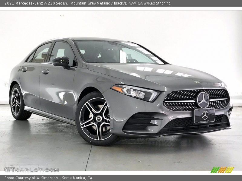 Mountain Grey Metallic / Black/DINAMICA w/Red Stitching 2021 Mercedes-Benz A 220 Sedan