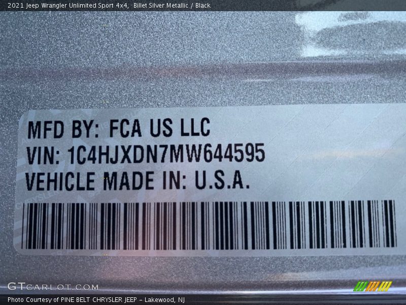 Billet Silver Metallic / Black 2021 Jeep Wrangler Unlimited Sport 4x4