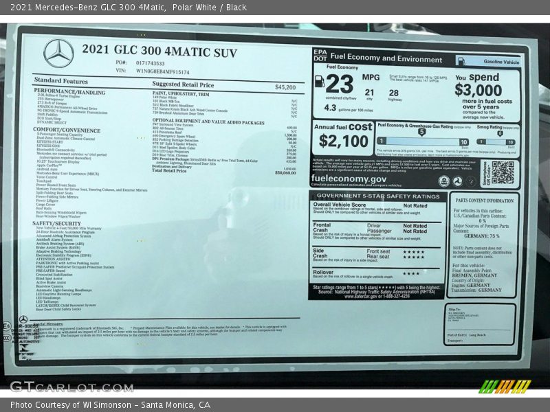 Polar White / Black 2021 Mercedes-Benz GLC 300 4Matic
