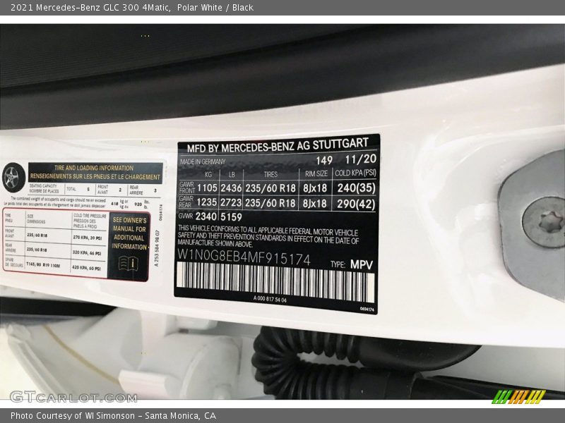 Polar White / Black 2021 Mercedes-Benz GLC 300 4Matic