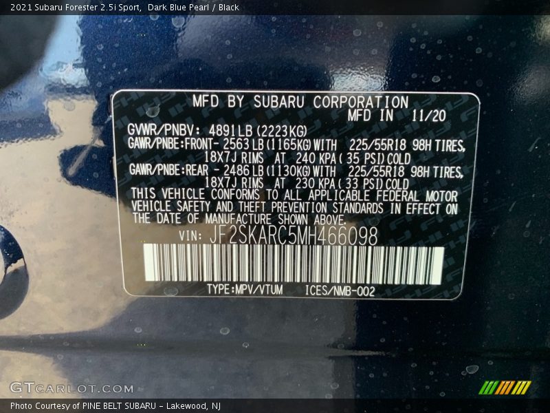 Dark Blue Pearl / Black 2021 Subaru Forester 2.5i Sport