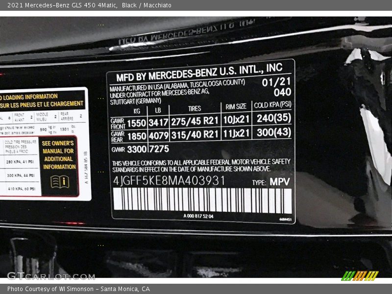 Black / Macchiato 2021 Mercedes-Benz GLS 450 4Matic