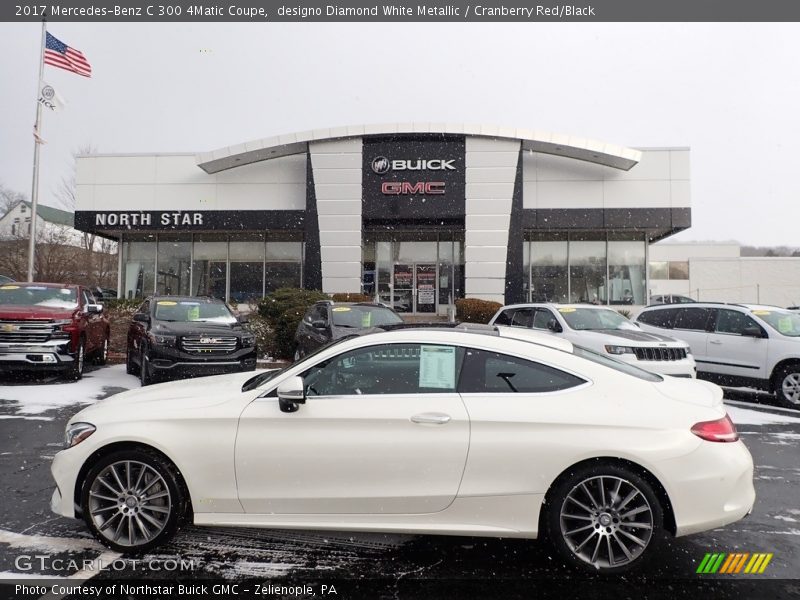 designo Diamond White Metallic / Cranberry Red/Black 2017 Mercedes-Benz C 300 4Matic Coupe