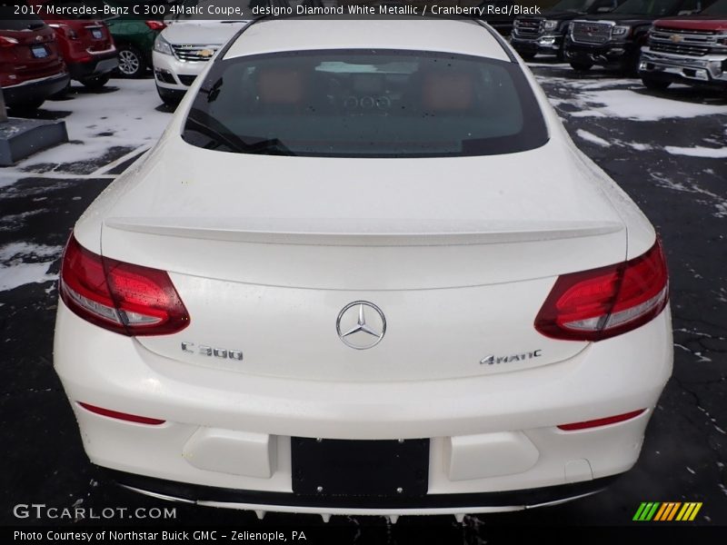 designo Diamond White Metallic / Cranberry Red/Black 2017 Mercedes-Benz C 300 4Matic Coupe