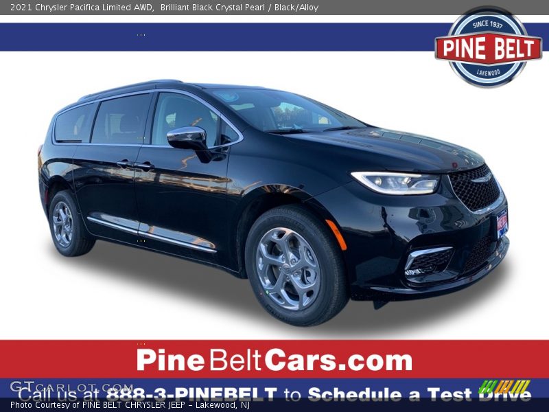Brilliant Black Crystal Pearl / Black/Alloy 2021 Chrysler Pacifica Limited AWD