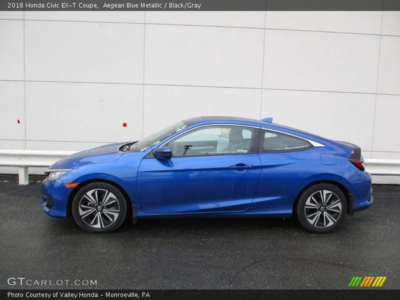Aegean Blue Metallic / Black/Gray 2018 Honda Civic EX-T Coupe