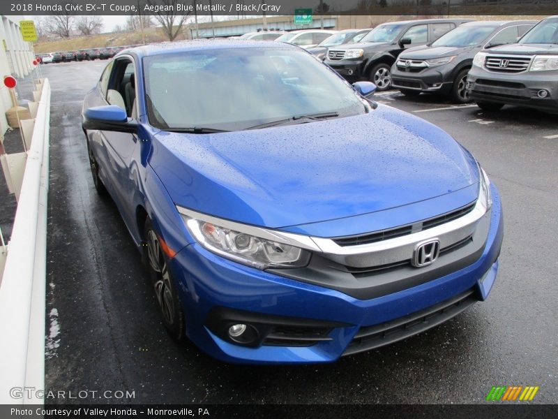 Aegean Blue Metallic / Black/Gray 2018 Honda Civic EX-T Coupe