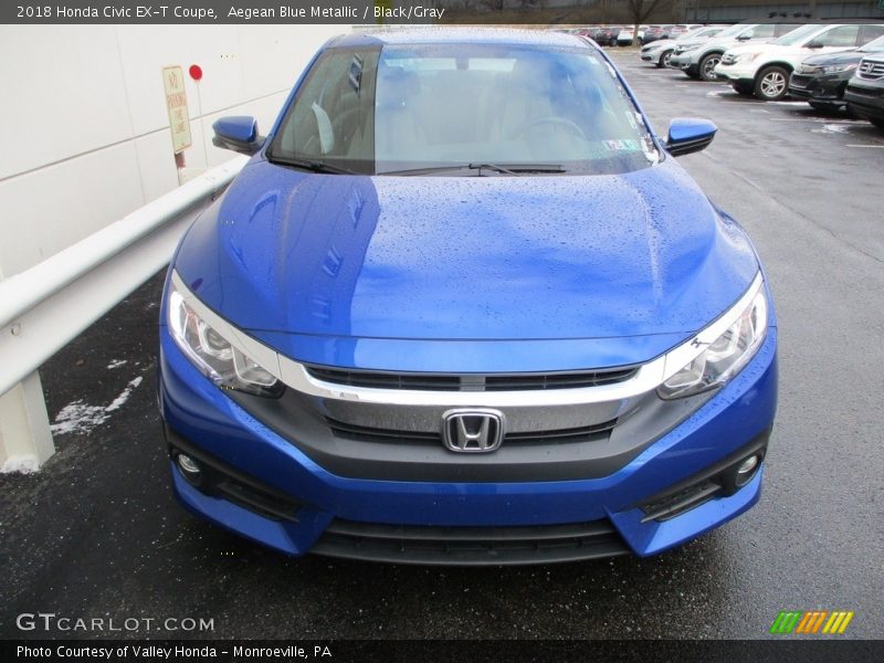 Aegean Blue Metallic / Black/Gray 2018 Honda Civic EX-T Coupe
