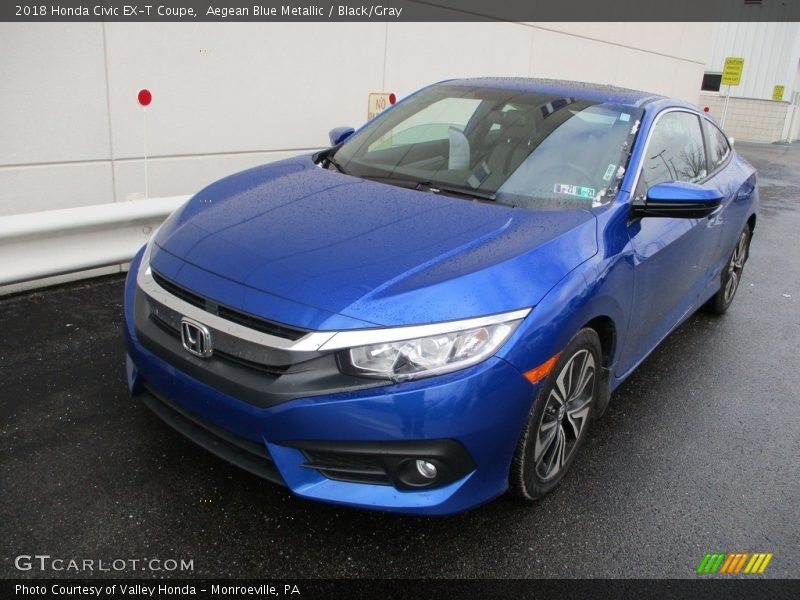 Aegean Blue Metallic / Black/Gray 2018 Honda Civic EX-T Coupe