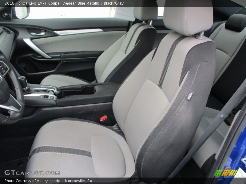 Aegean Blue Metallic / Black/Gray 2018 Honda Civic EX-T Coupe