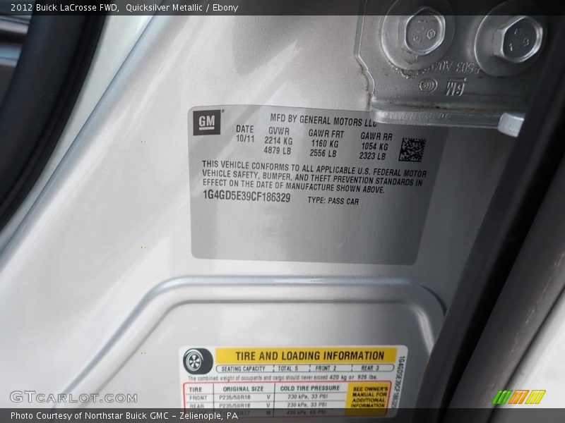 Quicksilver Metallic / Ebony 2012 Buick LaCrosse FWD