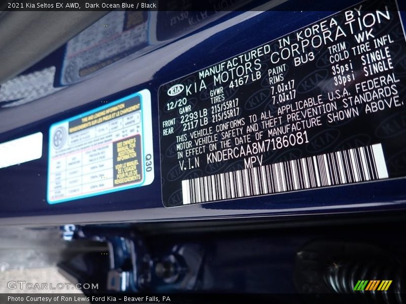 Dark Ocean Blue / Black 2021 Kia Seltos EX AWD