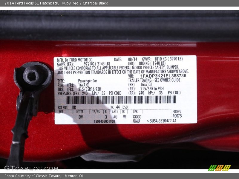 Ruby Red / Charcoal Black 2014 Ford Focus SE Hatchback