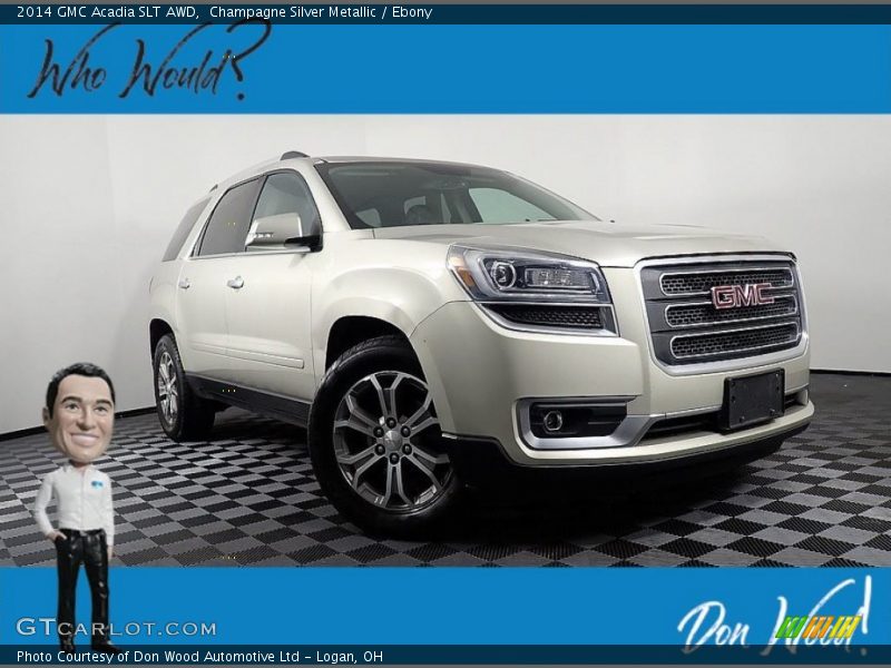 Champagne Silver Metallic / Ebony 2014 GMC Acadia SLT AWD