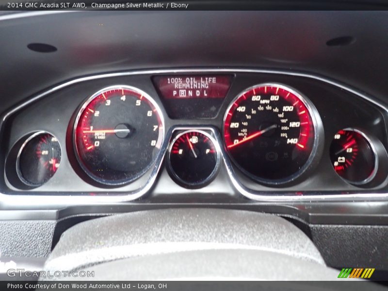 Champagne Silver Metallic / Ebony 2014 GMC Acadia SLT AWD