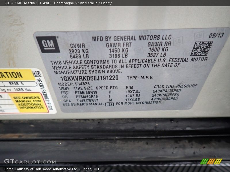Champagne Silver Metallic / Ebony 2014 GMC Acadia SLT AWD