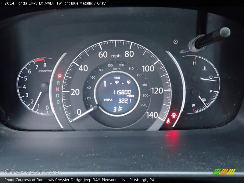 Twilight Blue Metallic / Gray 2014 Honda CR-V LX AWD