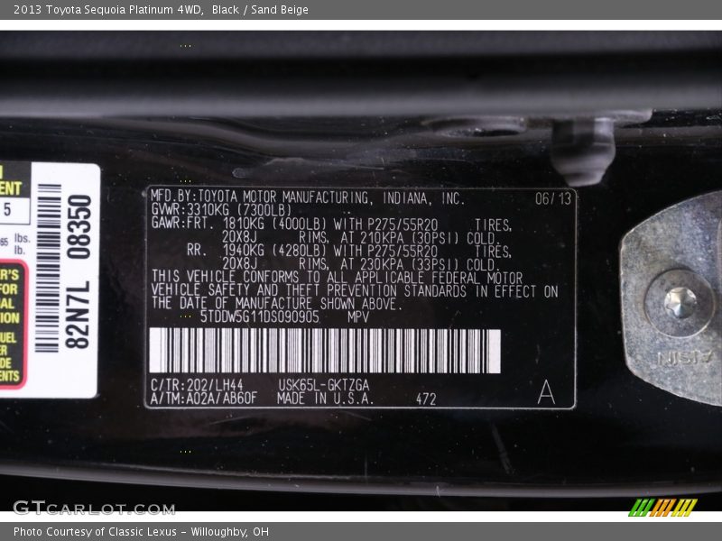 Black / Sand Beige 2013 Toyota Sequoia Platinum 4WD