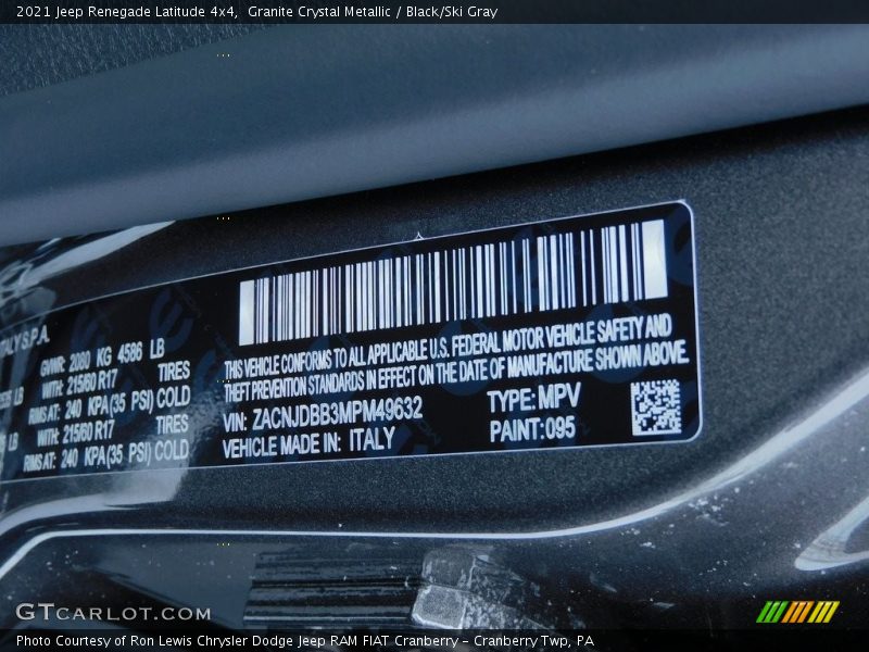 Granite Crystal Metallic / Black/Ski Gray 2021 Jeep Renegade Latitude 4x4