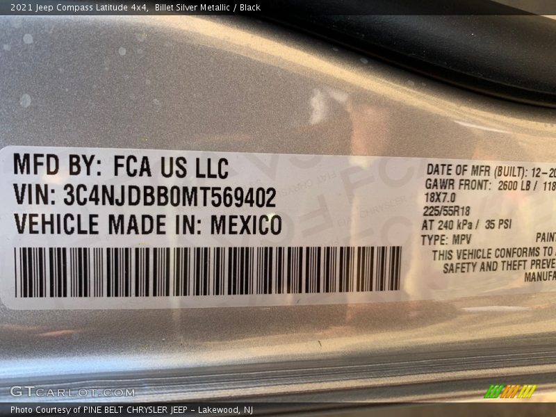 Billet Silver Metallic / Black 2021 Jeep Compass Latitude 4x4