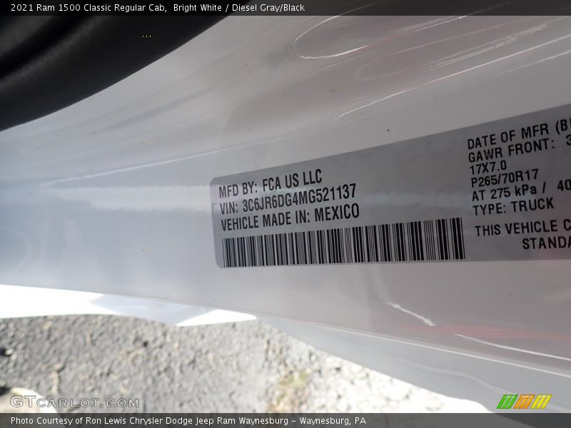 Bright White / Diesel Gray/Black 2021 Ram 1500 Classic Regular Cab