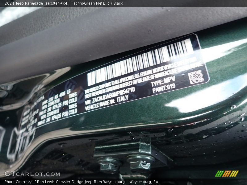 2021 Renegade Jeepster 4x4 TechnoGreen Metallic Color Code 019