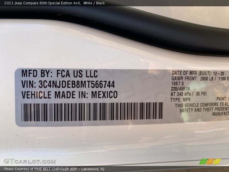 White / Black 2021 Jeep Compass 80th Special Edition 4x4