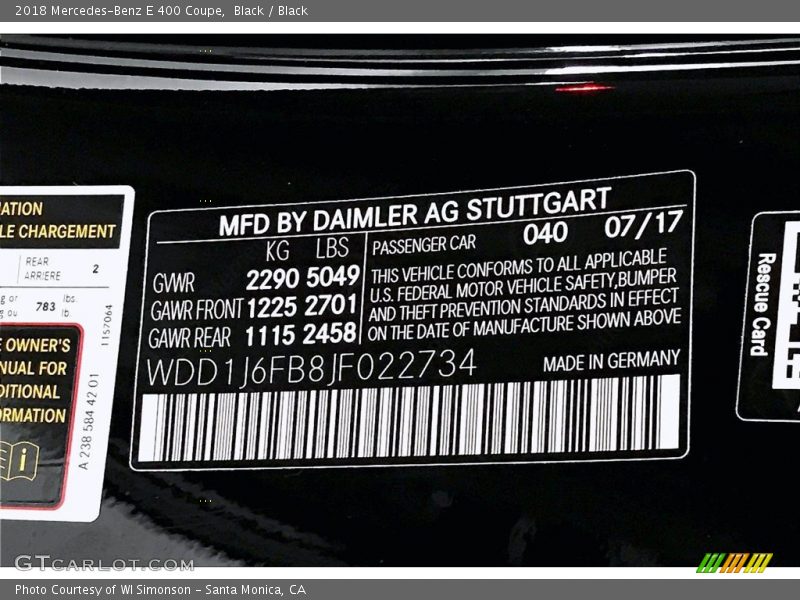 Black / Black 2018 Mercedes-Benz E 400 Coupe