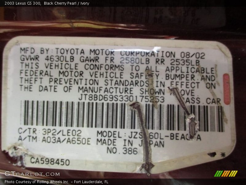 Black Cherry Pearl / Ivory 2003 Lexus GS 300