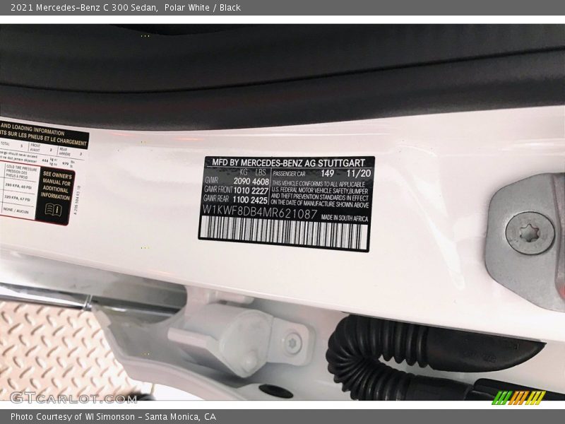 Polar White / Black 2021 Mercedes-Benz C 300 Sedan