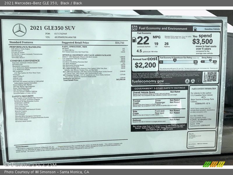 Black / Black 2021 Mercedes-Benz GLE 350