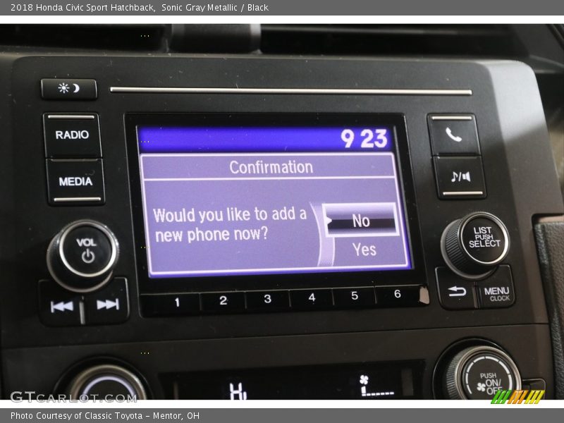 Sonic Gray Metallic / Black 2018 Honda Civic Sport Hatchback