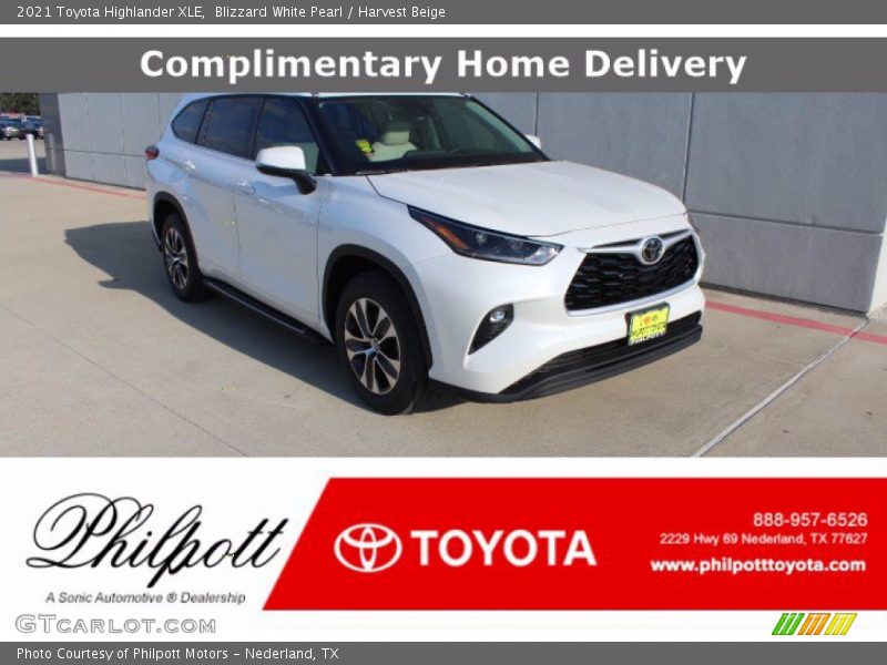 Blizzard White Pearl / Harvest Beige 2021 Toyota Highlander XLE