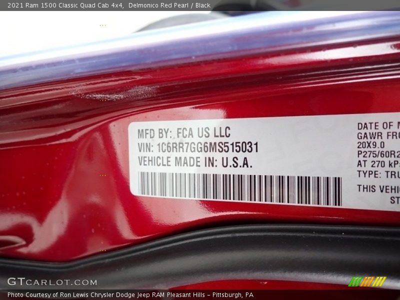 Delmonico Red Pearl / Black 2021 Ram 1500 Classic Quad Cab 4x4