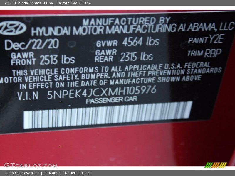 Calypso Red / Black 2021 Hyundai Sonata N Line