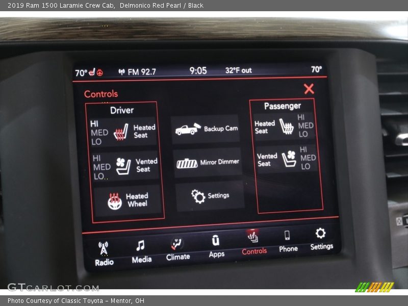 Delmonico Red Pearl / Black 2019 Ram 1500 Laramie Crew Cab