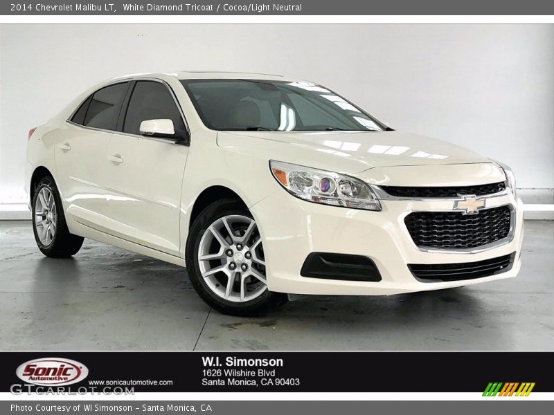 White Diamond Tricoat / Cocoa/Light Neutral 2014 Chevrolet Malibu LT