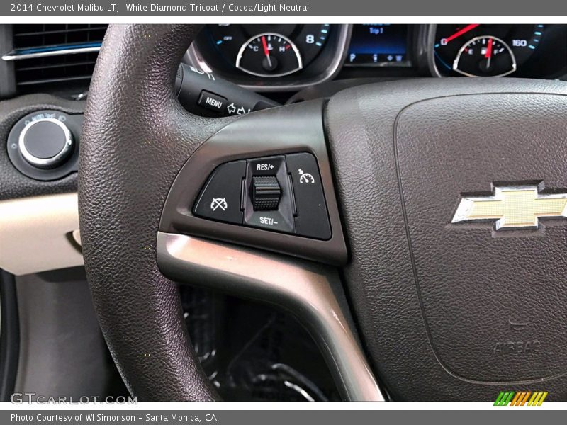 White Diamond Tricoat / Cocoa/Light Neutral 2014 Chevrolet Malibu LT