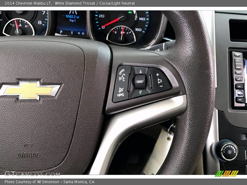 White Diamond Tricoat / Cocoa/Light Neutral 2014 Chevrolet Malibu LT