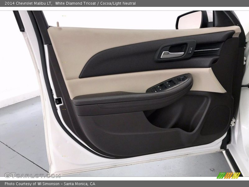 White Diamond Tricoat / Cocoa/Light Neutral 2014 Chevrolet Malibu LT