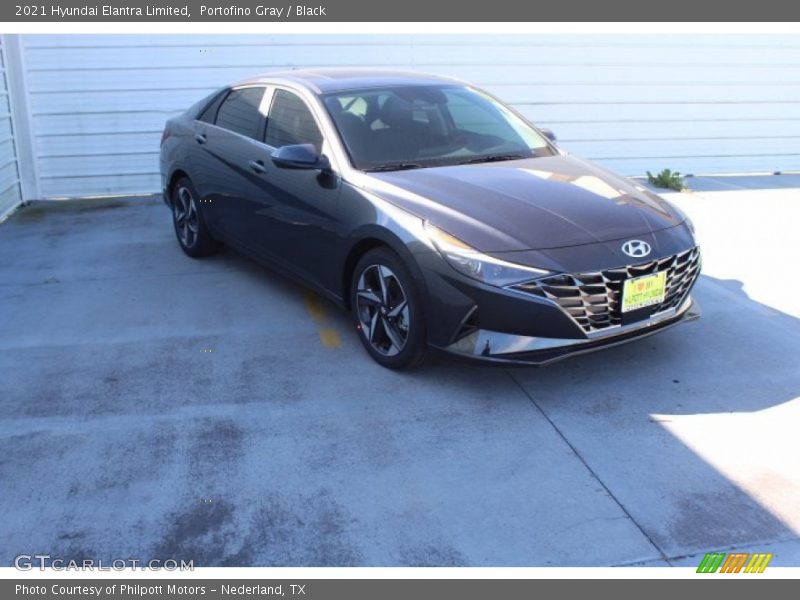 Portofino Gray / Black 2021 Hyundai Elantra Limited
