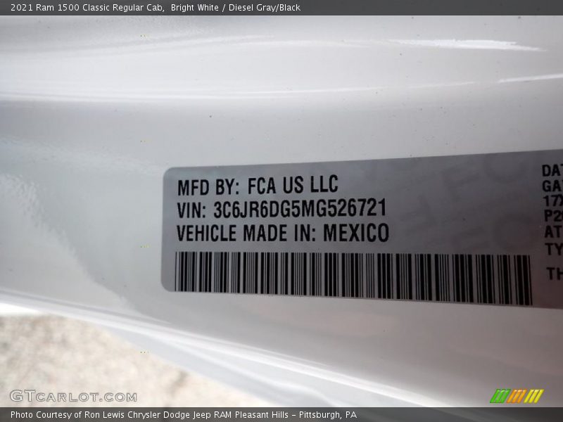 Bright White / Diesel Gray/Black 2021 Ram 1500 Classic Regular Cab