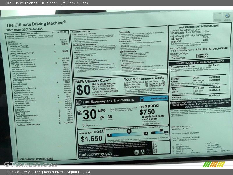 Jet Black / Black 2021 BMW 3 Series 330i Sedan