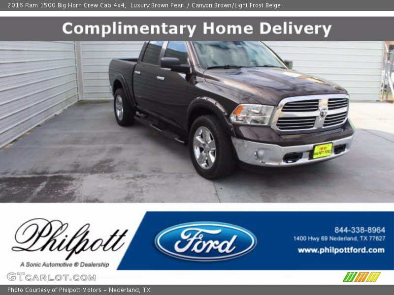Luxury Brown Pearl / Canyon Brown/Light Frost Beige 2016 Ram 1500 Big Horn Crew Cab 4x4