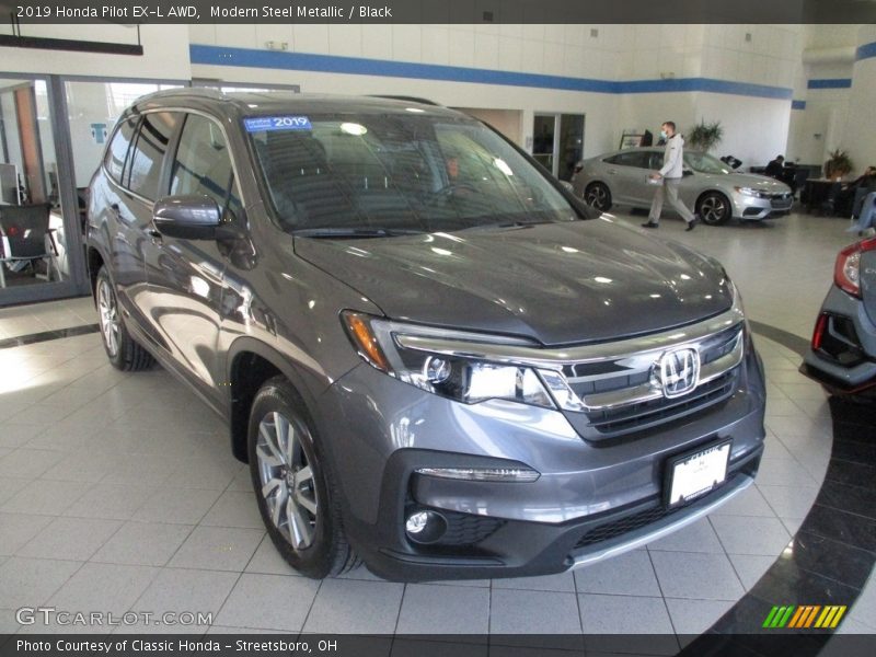 Modern Steel Metallic / Black 2019 Honda Pilot EX-L AWD