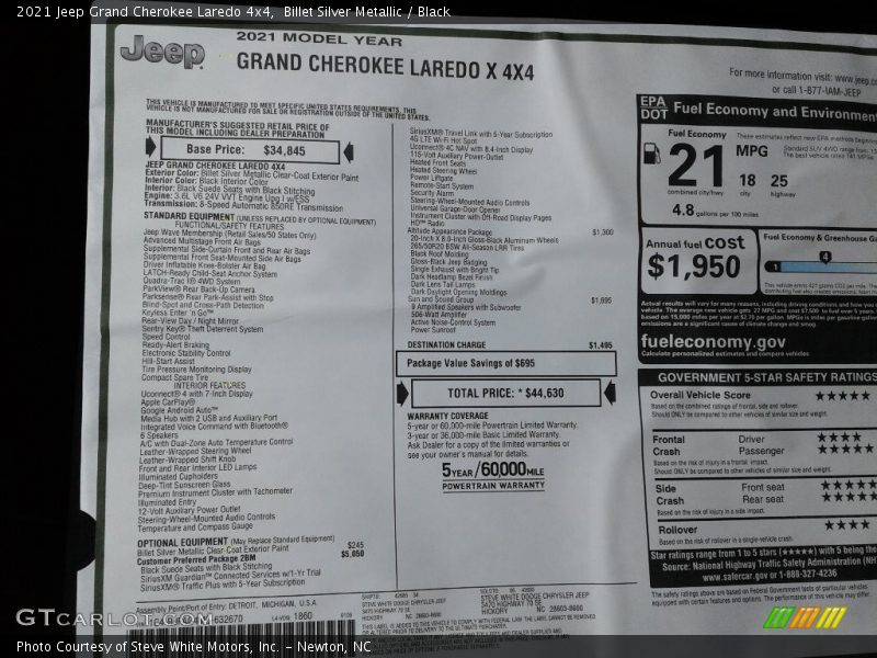 Billet Silver Metallic / Black 2021 Jeep Grand Cherokee Laredo 4x4