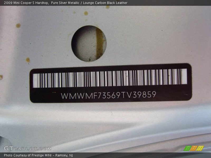 Pure Silver Metallic / Lounge Carbon Black Leather 2009 Mini Cooper S Hardtop