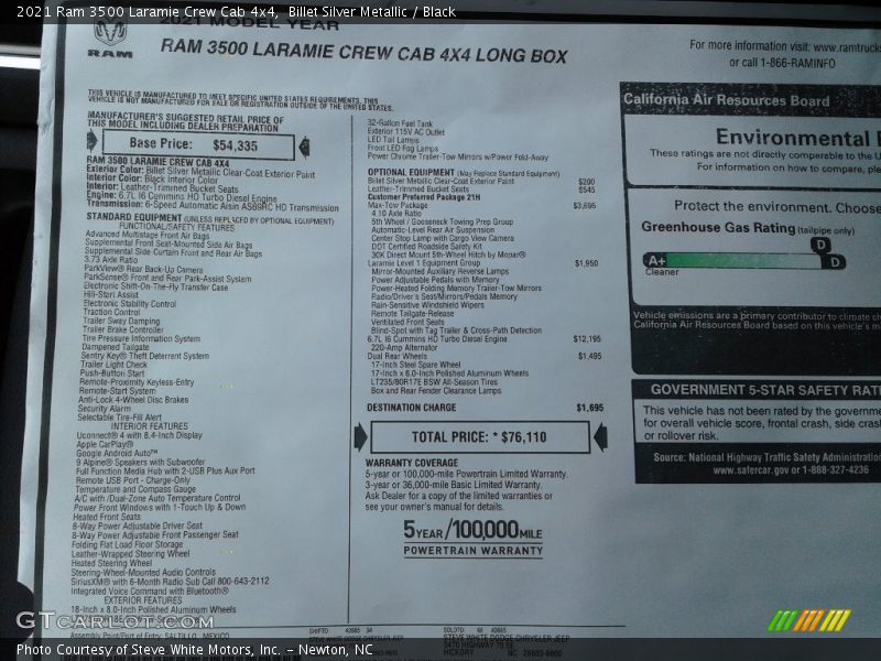 Billet Silver Metallic / Black 2021 Ram 3500 Laramie Crew Cab 4x4